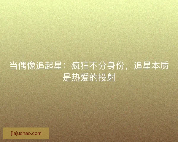 当偶像追起星：疯狂不分身份，追星本质是热爱的投射